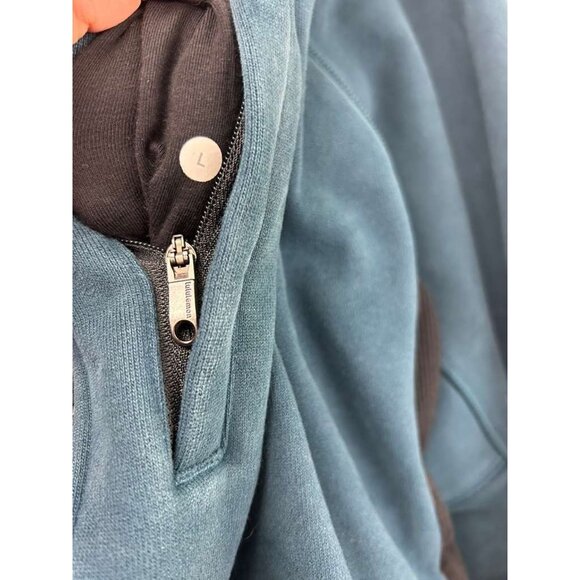 Lululemon Men's Large Jacket Teal/Black Hoodie Full Zip Long Sleeve - Picture 3 of 16